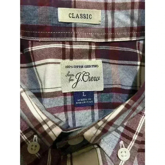 J Crew Mens Shirtings Classic fit  Button Up Shirt Plaid Size Large 100% Cotton - Picture 6 of 8